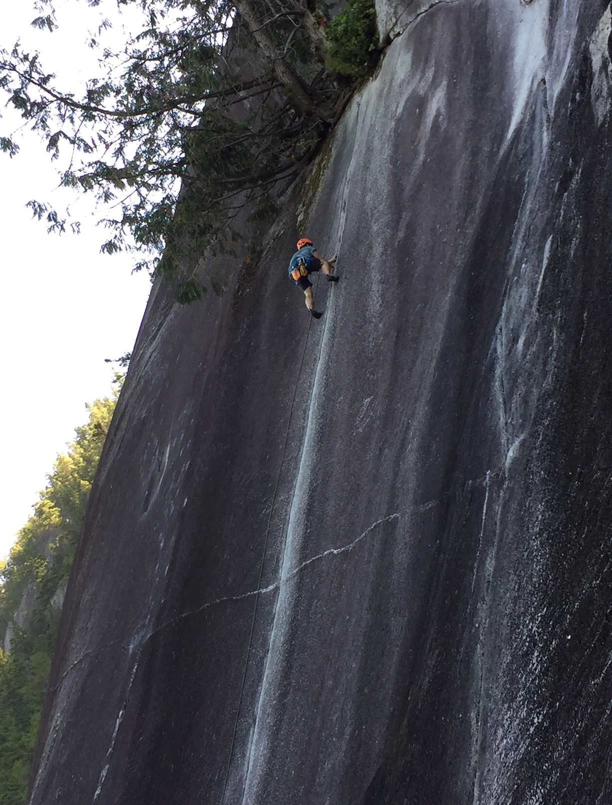 Steep crack climbing in Squamish